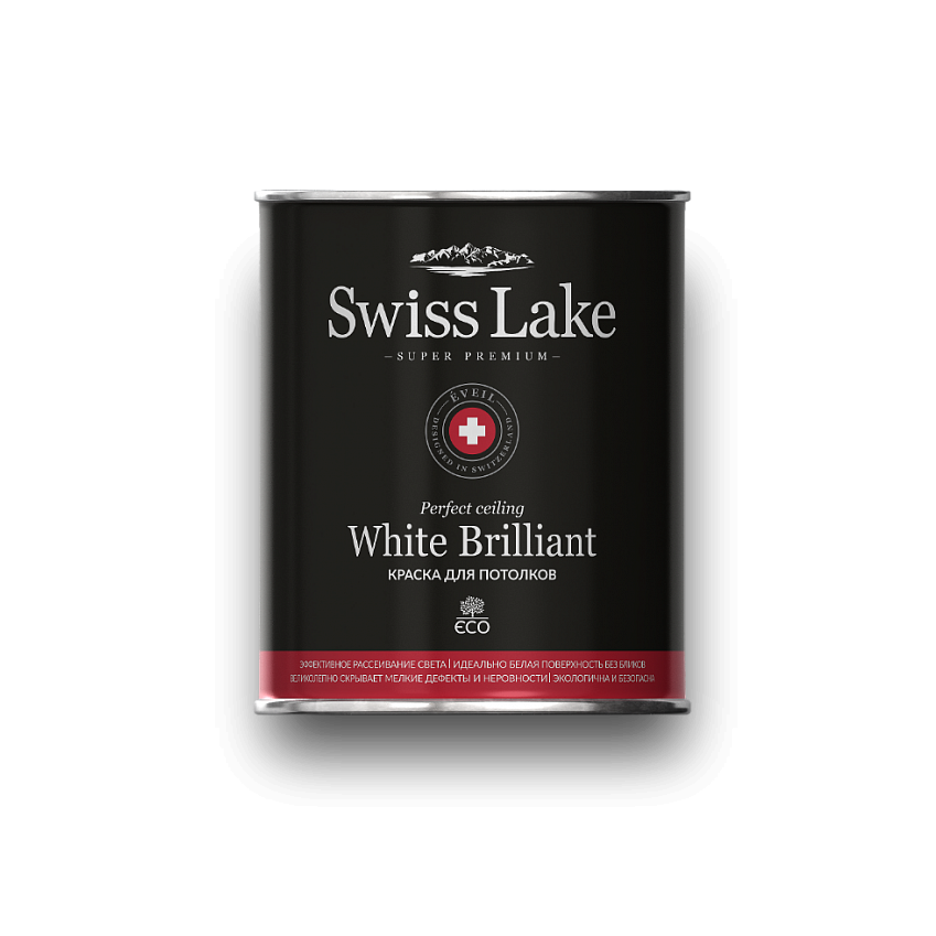 Интерьерная краска Swiss Lake арт White Brilliant A, 2.7 л фото 1